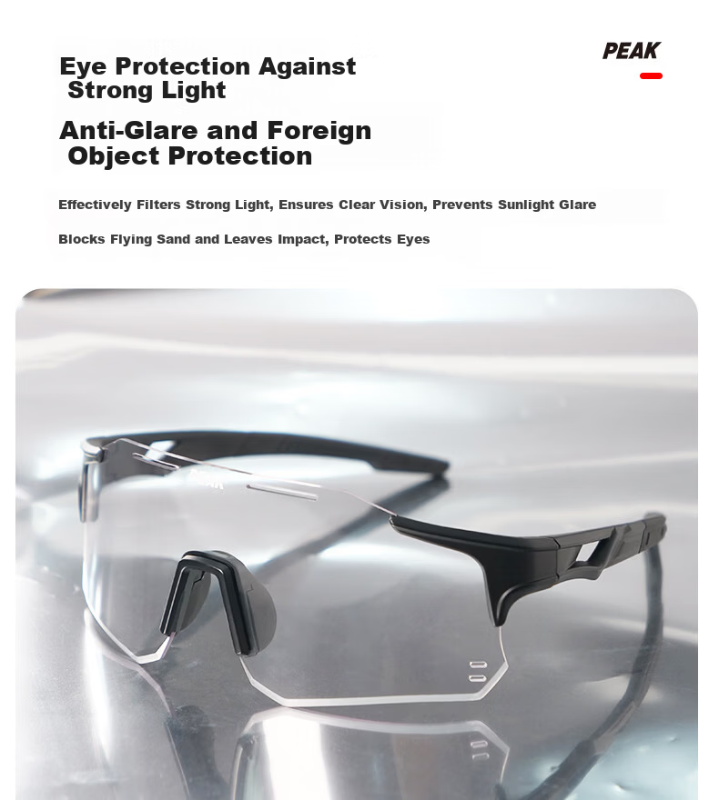 Peak Cycling Glasses Unisex Day and Night Photochromic Outdoor Riding Mountaineering Windproof Goggles Color-Changing Gray Frame 8