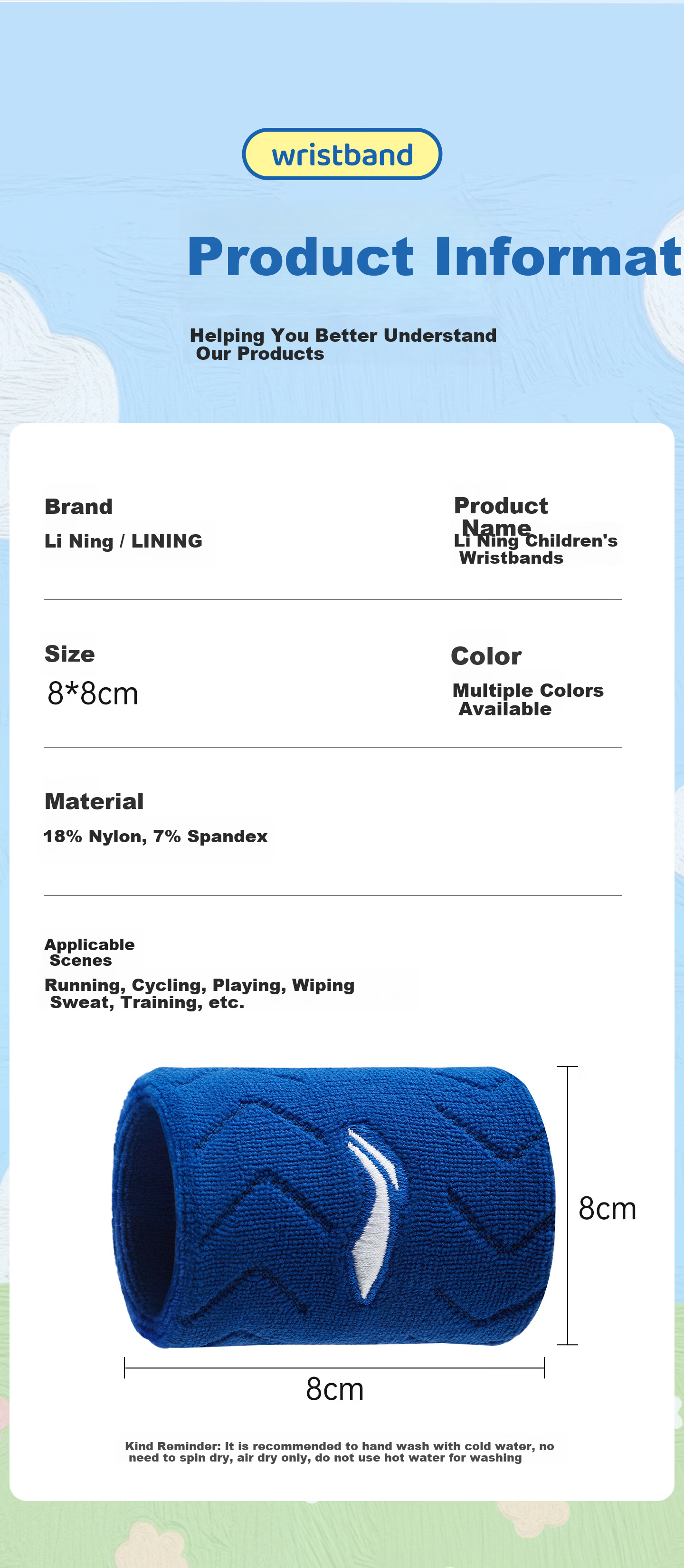 Li-Ning Kids Sports Wristband Sweat-Absorbing Wrist Towel for Badminton Basketball Volleyball Tennis Tendonitis Wrist Injury Support 9
