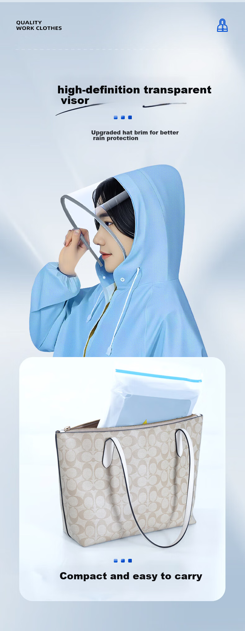 Leyoubaiyi Adult Long Hooded Raincoat with Brim, Security Outdoor Construction Site Safety Reflective Rainwear 9