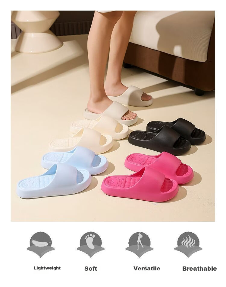 Zhiying Slippers Men Women Home Bath Thick Sole Bathroom Couple Non-slip Black 42-43 2