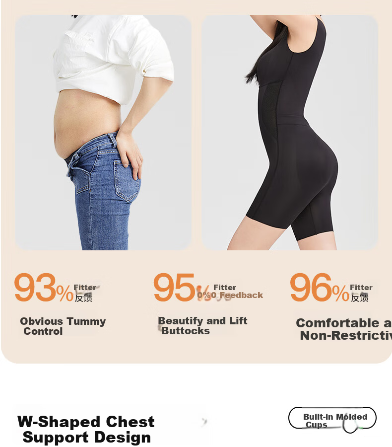 GRACEWELL Women's Shapewear Bodysuit Tummy Control Hip Lift Body Shaping Waist Cincher Wireless Back Closure Slimming Suit Black L 9