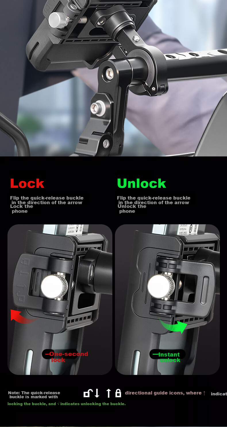 GUB Cycling Phone Mount One-Click Lock Rotatable Aluminum Alloy Road Mountain Bike Video Shooting Ring Style 2