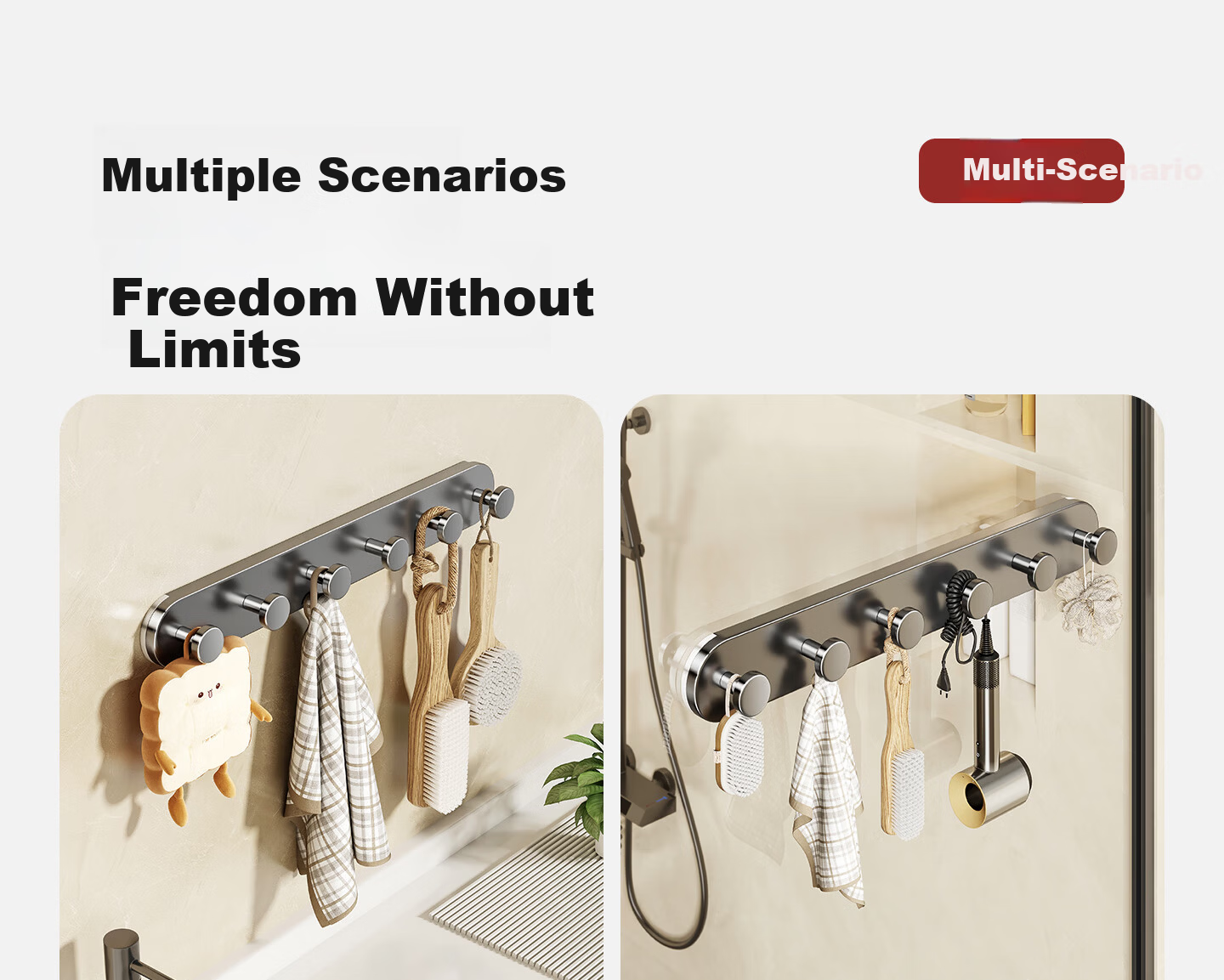 Hakkai Bird Suction Cup Hook Rack - Strong Load-Bearing No-Drill Door Hanger for Entryway and Bathroom 8