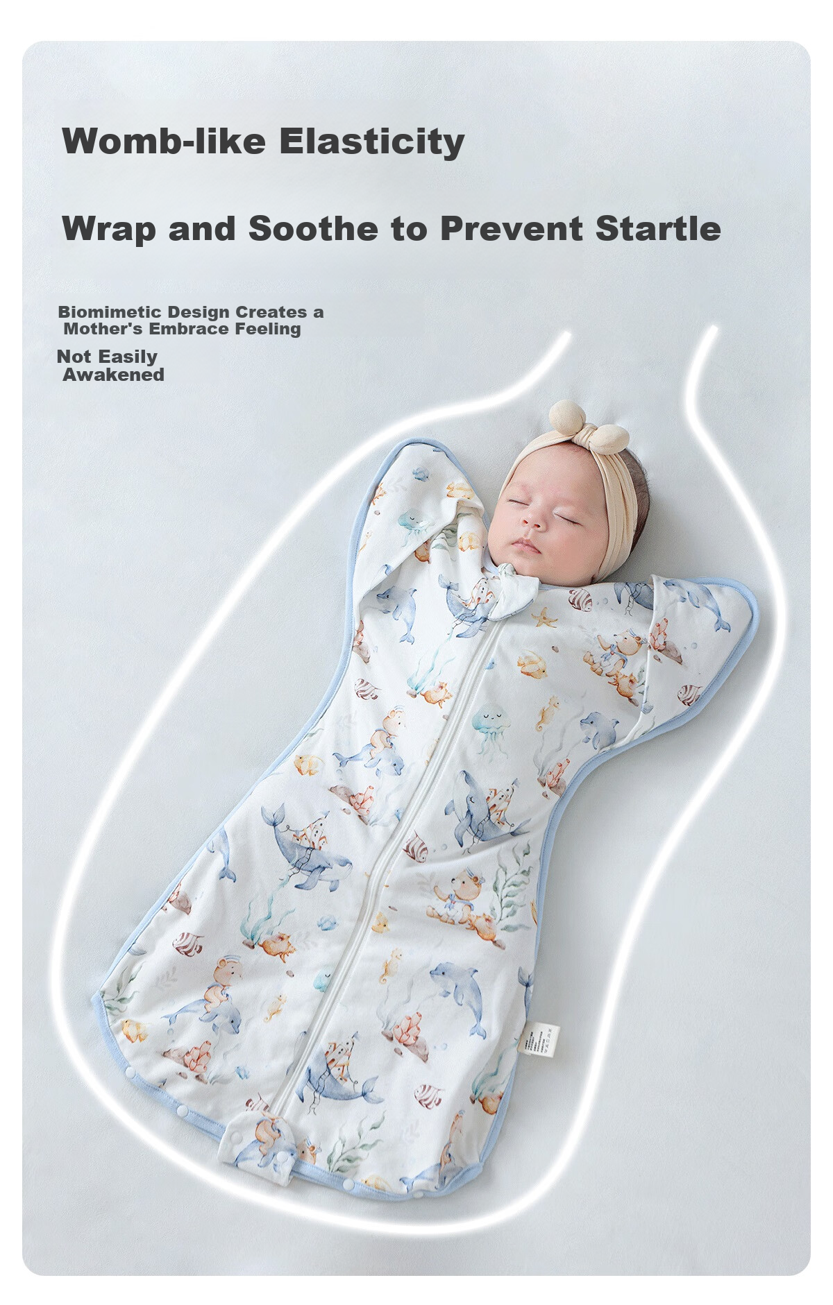 JOYNCLEON Newborn Baby Sleeping Bag Anti-startle Swaddle Pure Cotton Kick-proof Blanket Blue M jsd177270 5