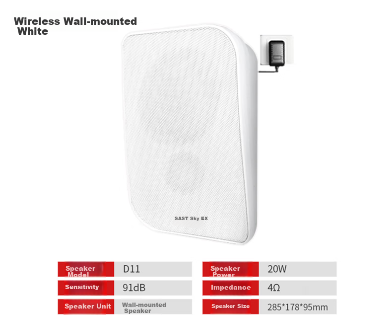 SAST 20W Wireless Bluetooth Wall-Mounted Speaker Set for Supermarket, Store, Classroom, Meeting Room, Indoor Wall-Mounted Background Music Public Broadcasting Speaker System, One-to-Two Wall Speakers 8