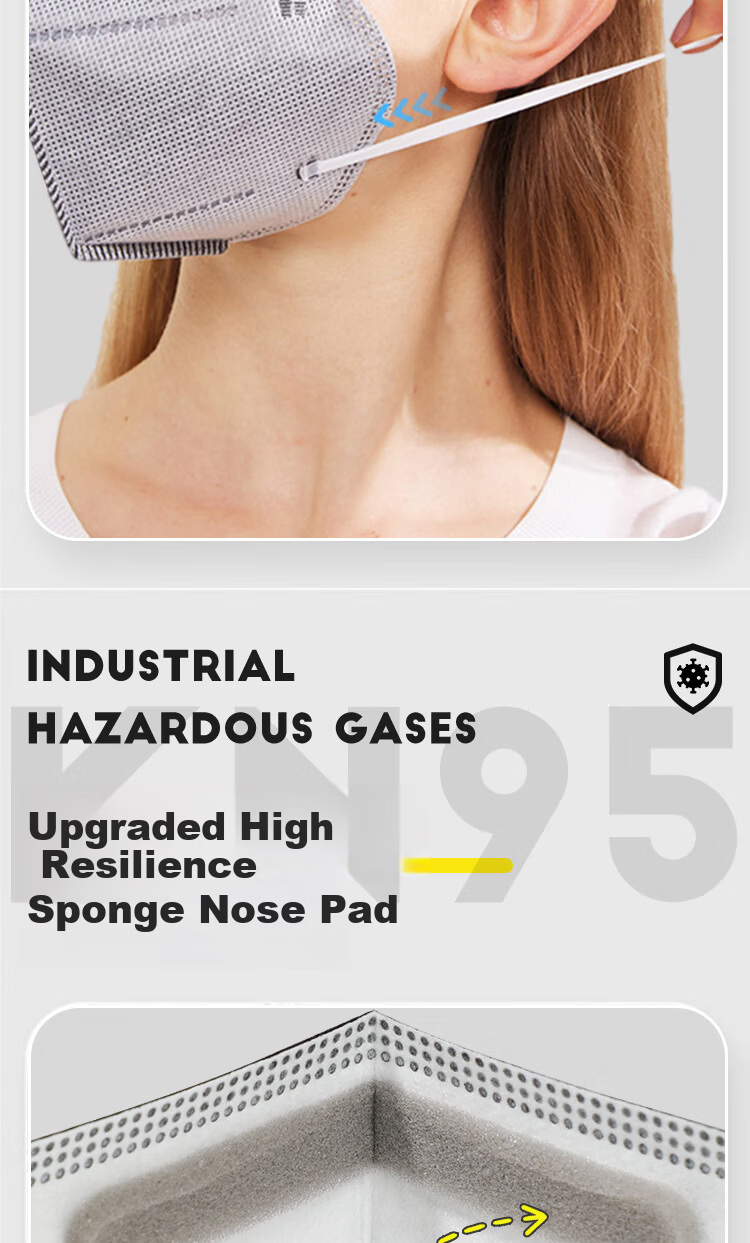 Aokeyun KN95 Industrial Dust Mask, N95 Dust Protection, Heavy-Dust Specialized for Coal Mines, Welders, Grinding, Dust-Proof, Anti-Smoke, Thickened, Valveless, 50 Pieces Individually Packaged 14