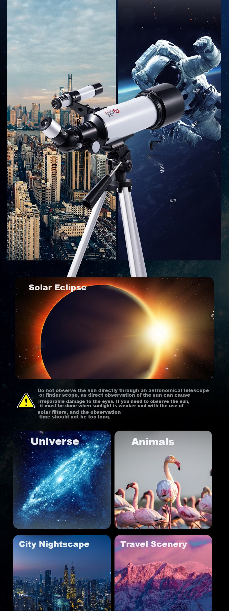 Deli Astronomy Telescope Children's Gift Birthday Summer Student Boys Girls 8-12 Years Toy High Definition High Power Professional Grade 4