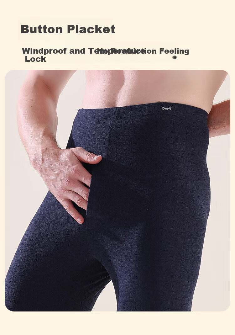 MiiOW Men's Thermal Pants with Cashmere and Silk, Thickened Autumn and Winter Base Layer Wool Pants, Black XL 9