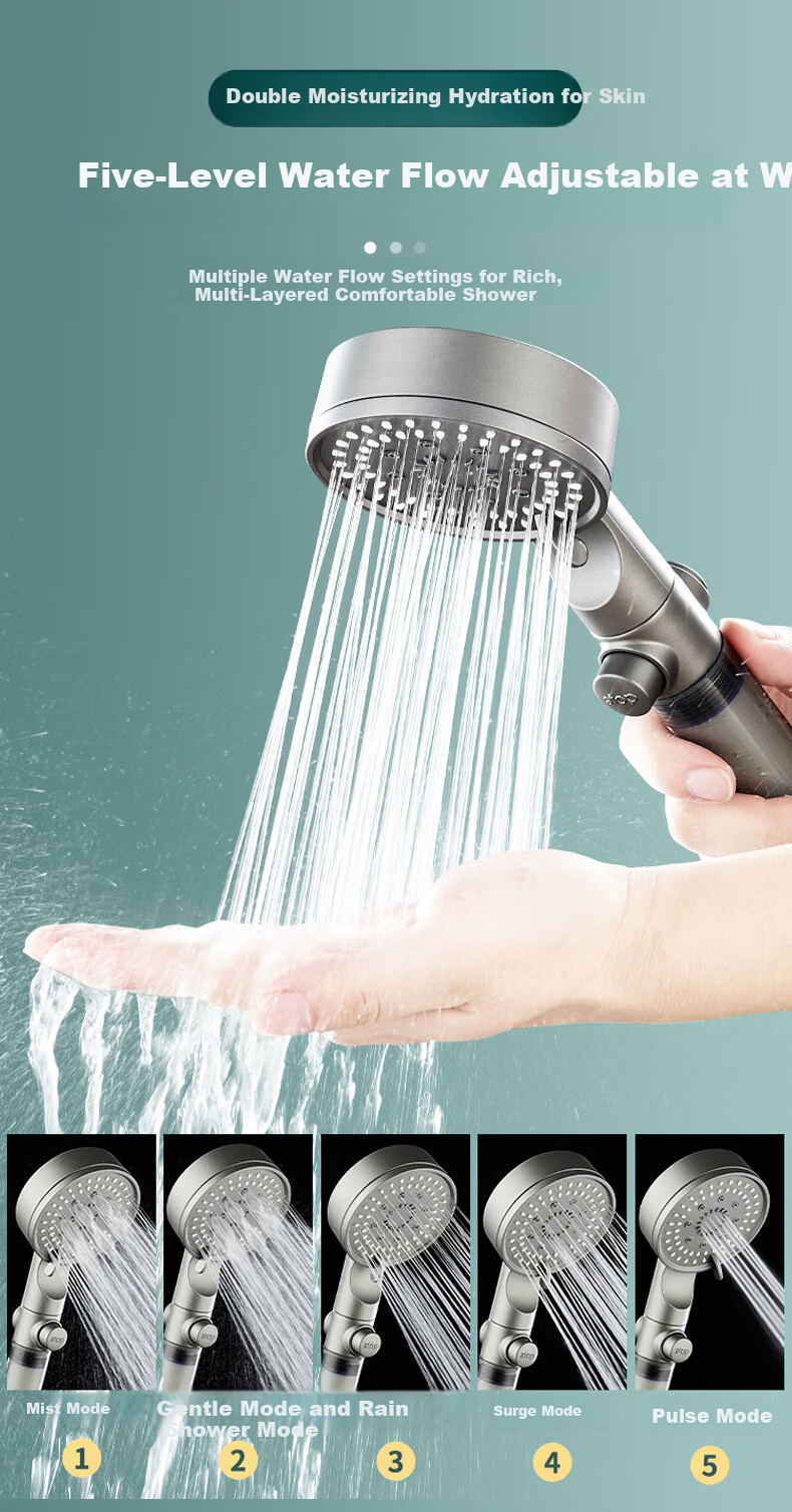 Bonke Filtered Shower Head Handheld Showerhead with Pressure Boost Home Travel Skin Care B-SC010 10