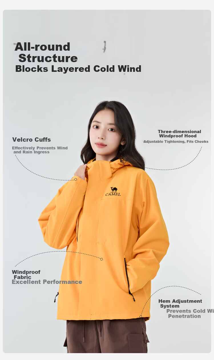 CAMEL Outdoor 3-in-1 Waterproof Windproof Hiking Mountaineering Jacket Unisex 2025 A35CA45253 M 5