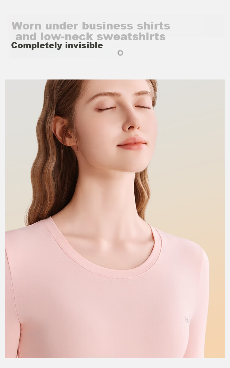 MiiOW 95% Cloud Cotton Antibacterial Women's Autumn Thermal Underwear Set Round Neck Warm Innerwear Light Yellow 2XL 12