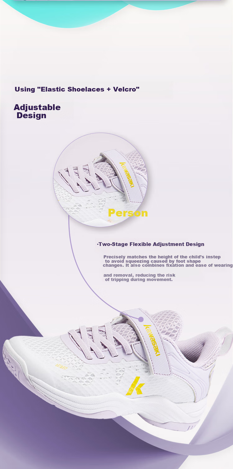 KAWASAKI Kids Badminton Shoes Ice Cream Durable Unisex Sports Shoes C4322 Taro Purple Size 32 2