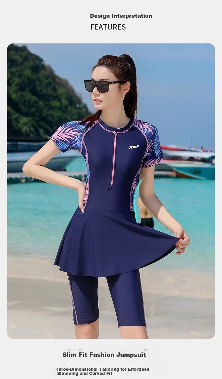 Xtep Women's Slim Fit High-End Swimwear High Elastic Comfortable Versatile One-Piece Swimsuit for Hot Springs and Beach Vacation 3
