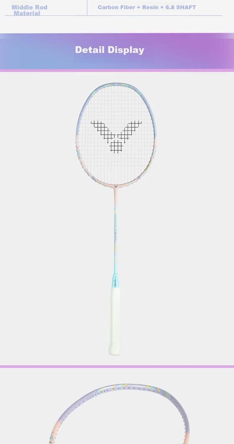 VICTOR Full Carbon High Tension Badminton Racket TK-HMRL EX/A/6U Yunfeng White Pre-strung 4