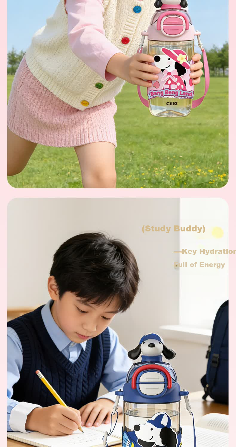 Cille High-Value Children's Straw Cup Student School Direct Drinking Cup Baby Bottle PPSU Drop-Resistant Kids Water Cup with Lid 4