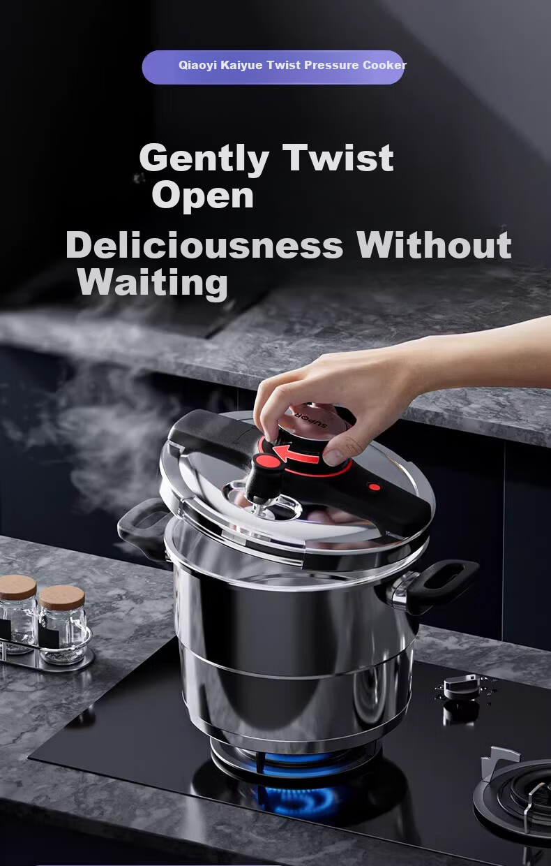 SUPOR 316L Stainless Steel Large Capacity Pressure Cooker Thickened Explosion-Proof Gas and Induction Cooker Compatible 22cm 6L 4