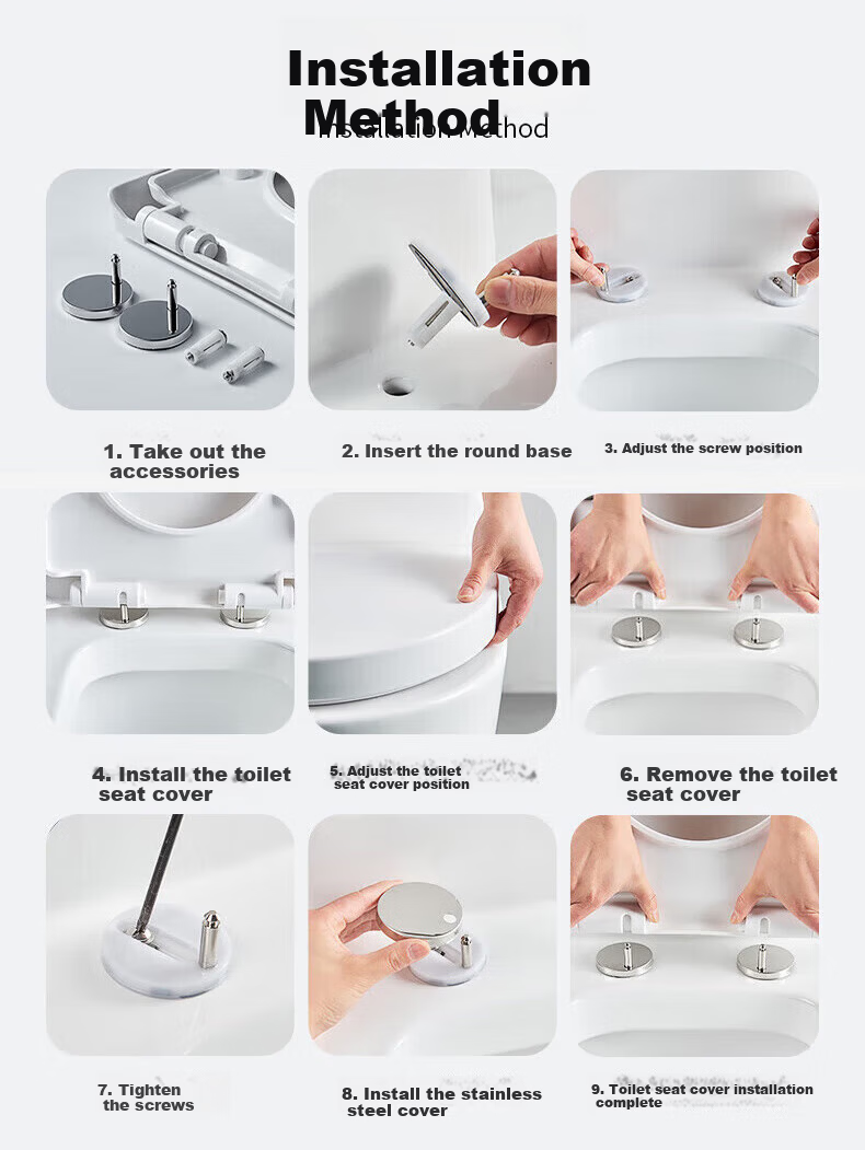 BSITN Slow-Closing Thickened U-Shaped Toilet Seat Cover Universal Old-Style Cushion Ring Accessory Quick-Release Home Use B1111 1