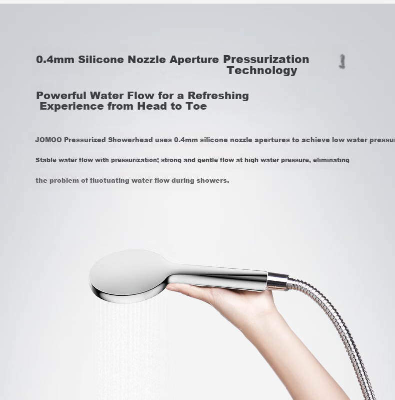 JOMOO Handheld Shower Head Bathroom Pressure-Boosting Silicone Descaling Shower Sprayer with Three Functions S182013 3