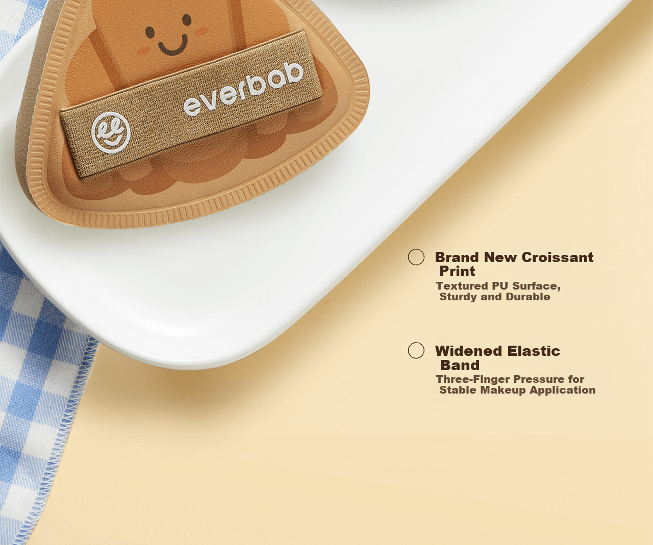 Everbab Aibella Raw Chocolate Croissant Cushion Puff XL Size 4 Pieces Makeup Sponge Dual Use Wet and Dry 8