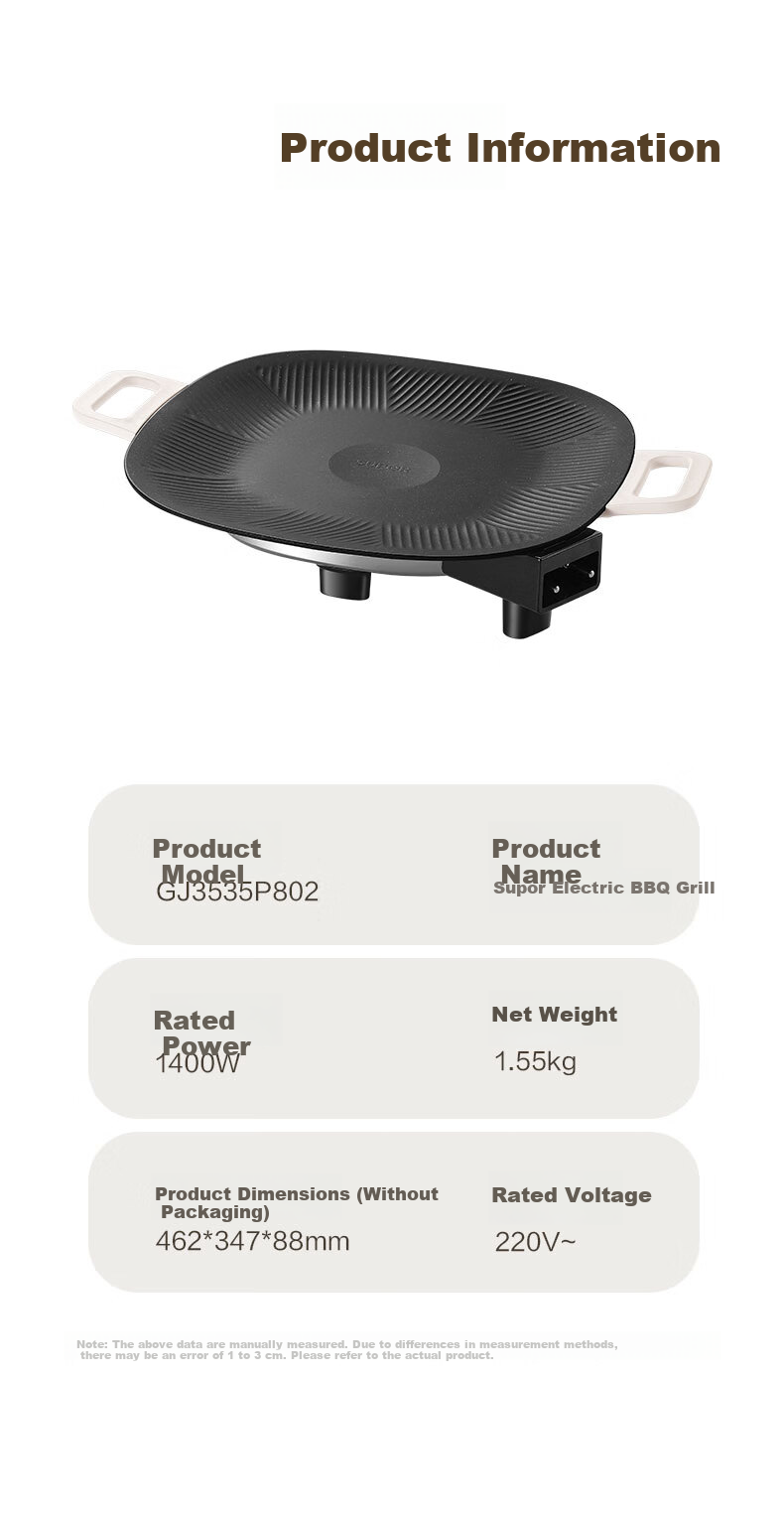SUPOR Electric Grill Pan, Home Electric Barbecue Grill, Multi-Functional Pot for Grilling Skewers And Meat, Non-Stick Grill Machine with Detachable Design for 3-5 People, GJ3723P805 15