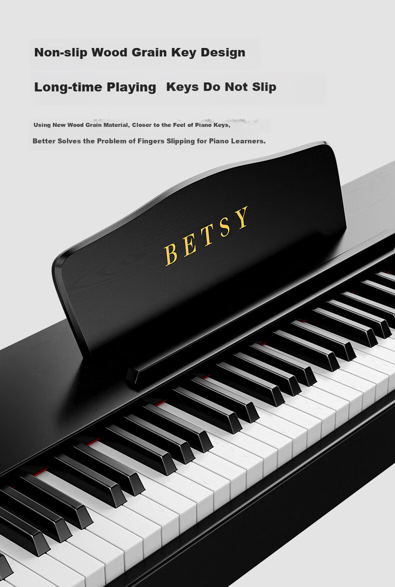 Betsy B885 Black Digital Piano with 88 Weighted Keys, Beginner Home Practice, Professional Grading Electronic Piano with Wooden Stand 17