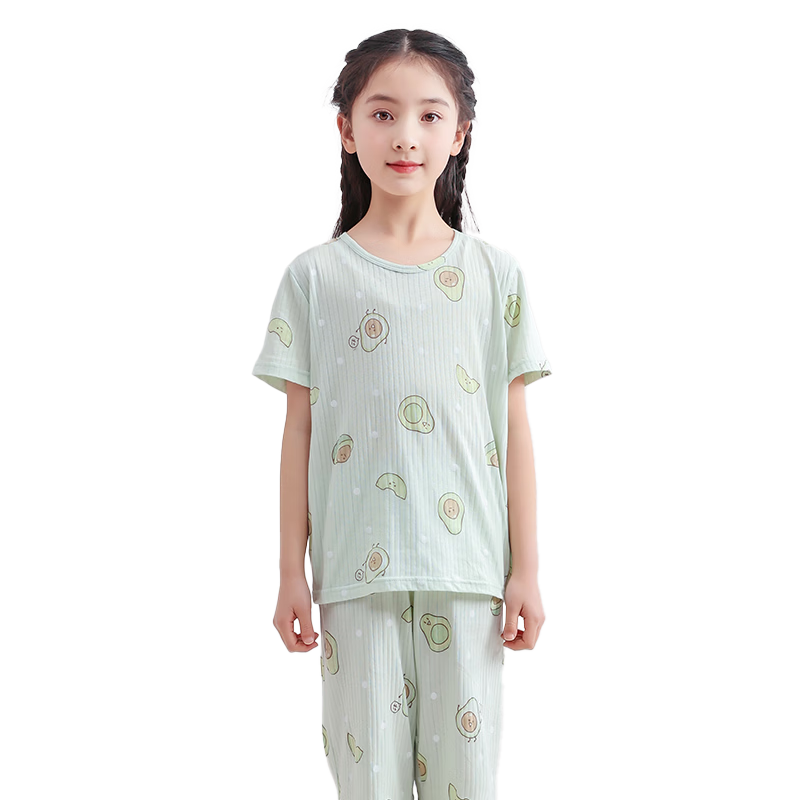 Hodo AAA Grade Antibacterial Red Bean Children's Summer Thin Cotton Girls' Pajamas Homewear Air Conditioning Clothes