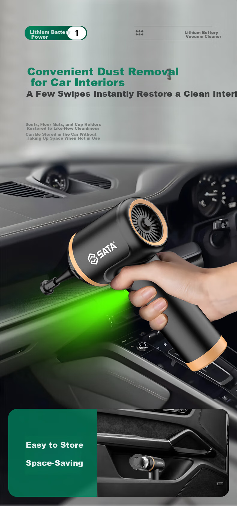 SATA Car Vacuum Cleaner Lithium Battery Handheld Mini Car Use High Suction Wireless Portable Vacuum Cleaner D05135 9