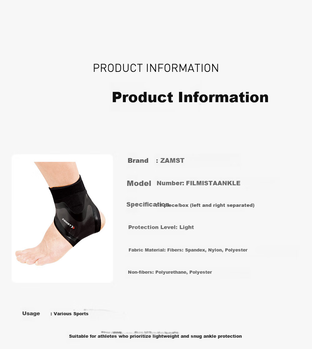 ZAMST Fast Sports Ankle Support Lightweight Breathable Running Ankle Brace Marathon Trail Running Football Protective Gear Right S 12
