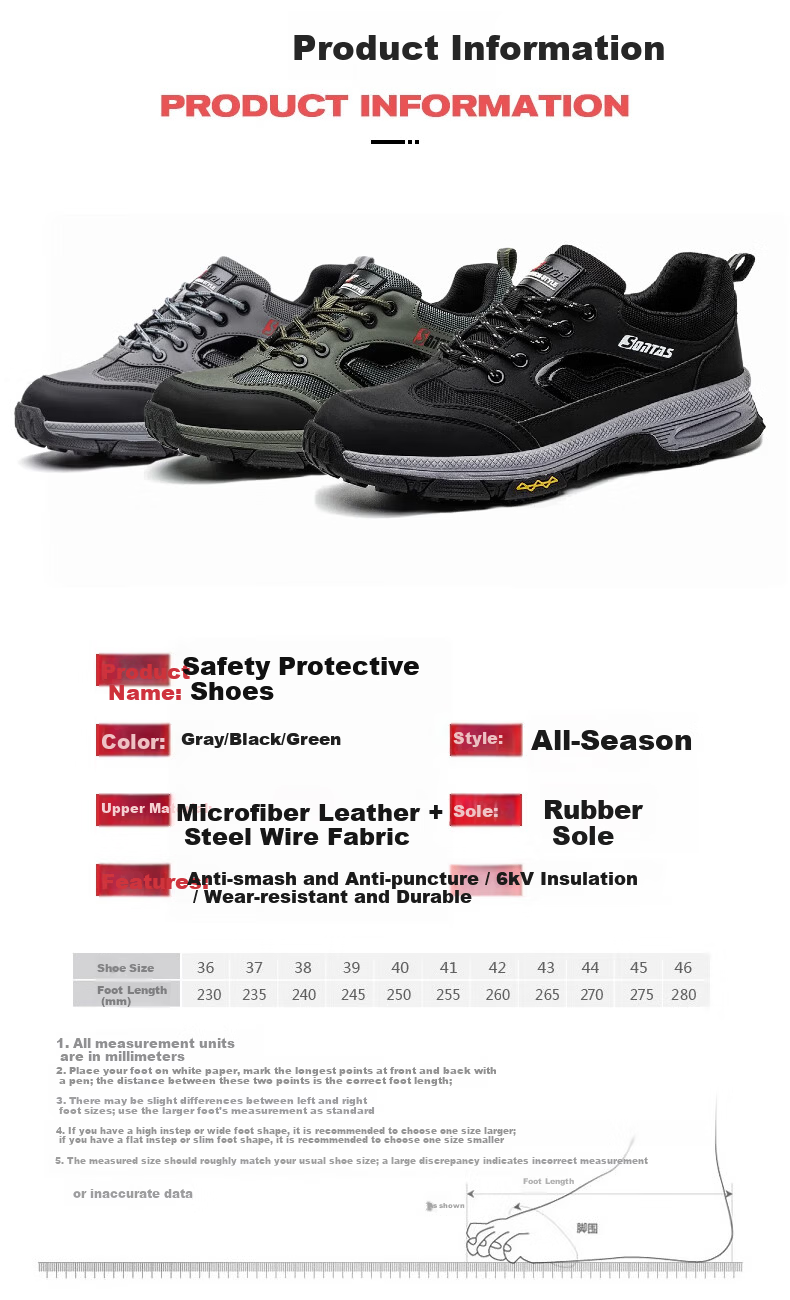 SONTAS Men's Summer Breathable Mesh Safety Shoes Anti-Smash Anti-Puncture Steel Plate Steel Toe Lightweight Ultra-Soft Work Insulated Size 40 Comfortable Ultra-Light Black All-Season Safety Shoes 2
