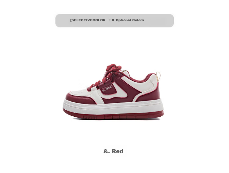 Global Breathable Wine Red Casual White Sneakers 2026 Ins Stylish Thick Sole Breathable Shoes 3
