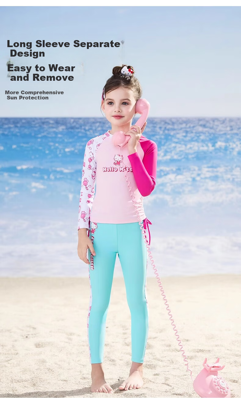 F.DYRAA & Hellokitty Girls' Two-Piece Sun-Protective Swimwear Set A-Class KC522C0062H Pink Size 130 4