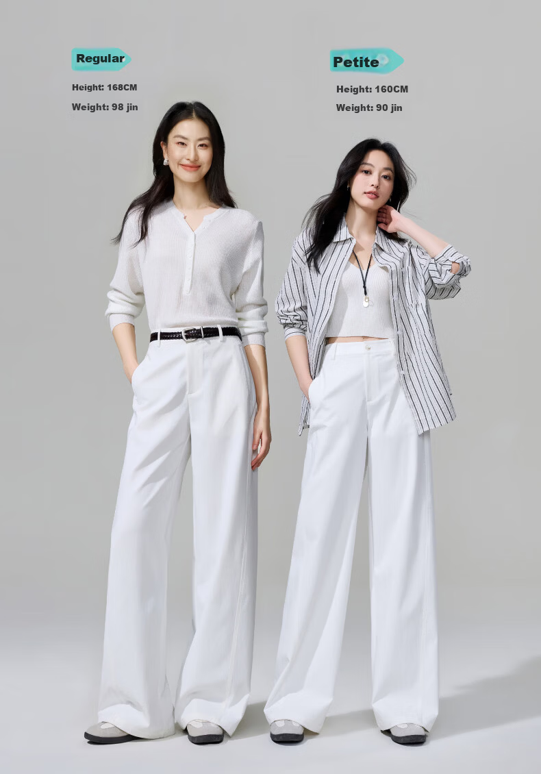 ESE-Y Wrinkle-Resistant Titanium Cotton Wide-Leg Pants for Women Spring 2026 New High-Waist Side Split Loose Straight Casual Pants Navy Blue Size 27 6