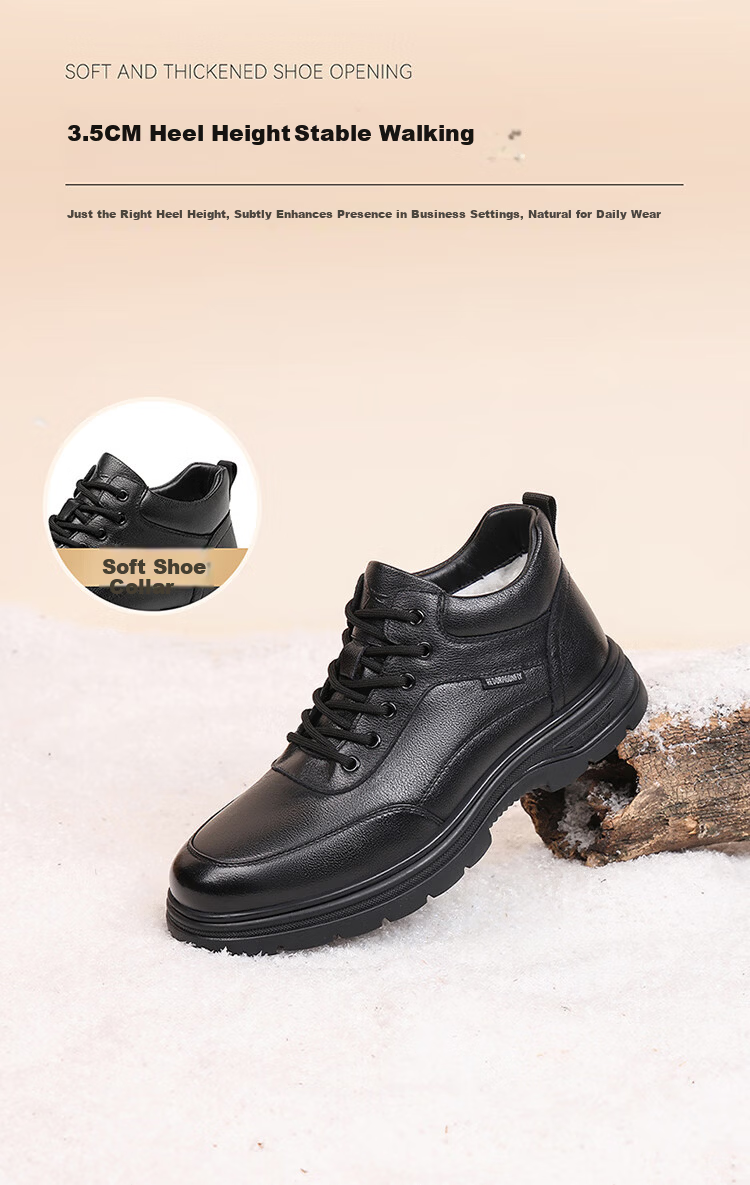 Red Dragonfly Men's Winter Fleece-Lined Warm Sports Shoes Lightweight Fashion Soft Sole High-Top Travel Shoes WLD450261 Black Size 38 8