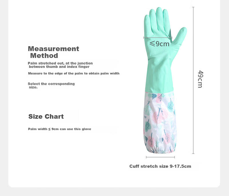 Maryya Gloves Dishwashing Fleece-Lined Latex 1 Pair One Size 49cm Extended Winter Warm Durable Household Kitchen Laundry 13