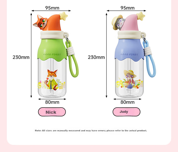 Disney Straw Cup Children's Water Bottle Summer Plastic Cup Student Ladies High-Value Portable High-Temperature Resistant 600mL Mickey 12