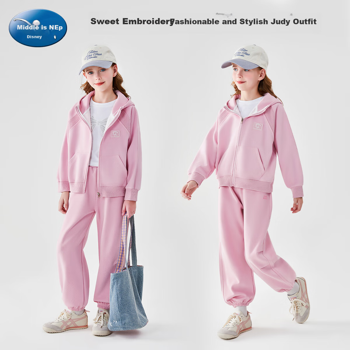 Disney Kids Spring Jacket Girls Fashionable Zootopia Sweatshirt Set Dusty Pink 160