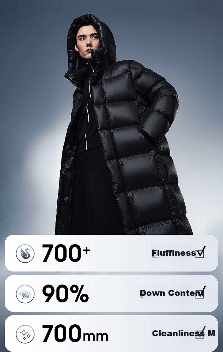 BOSIDENG Unisex Puff Winter Goose Down Thickened Hooded Extra Long Mall Style Down Jacket 2
