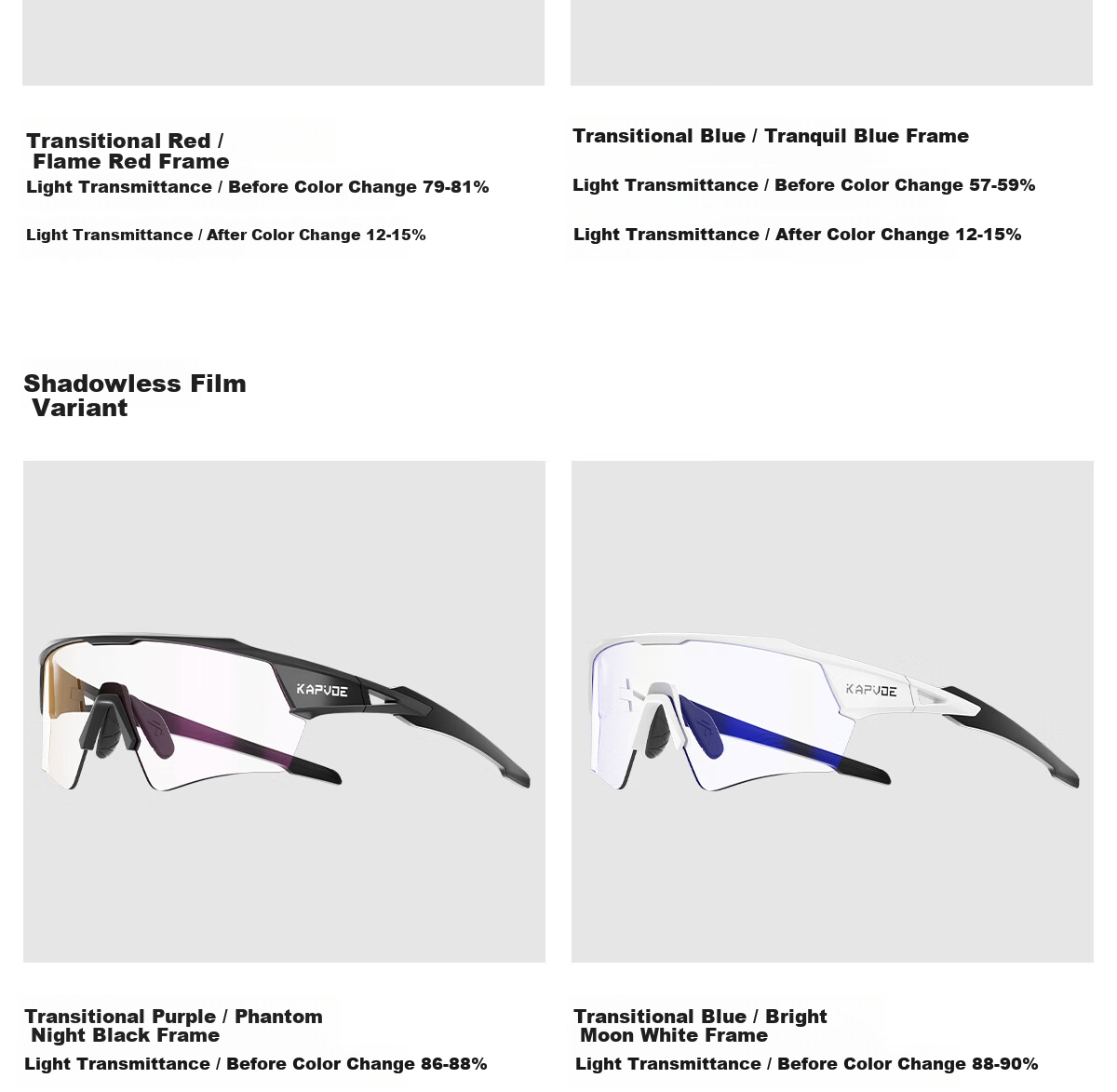 KAPVOE Dream Wings Anti-Fog Cycling Glasses UV Protection Day and Night Mountain Bike Goggles Unisex 53