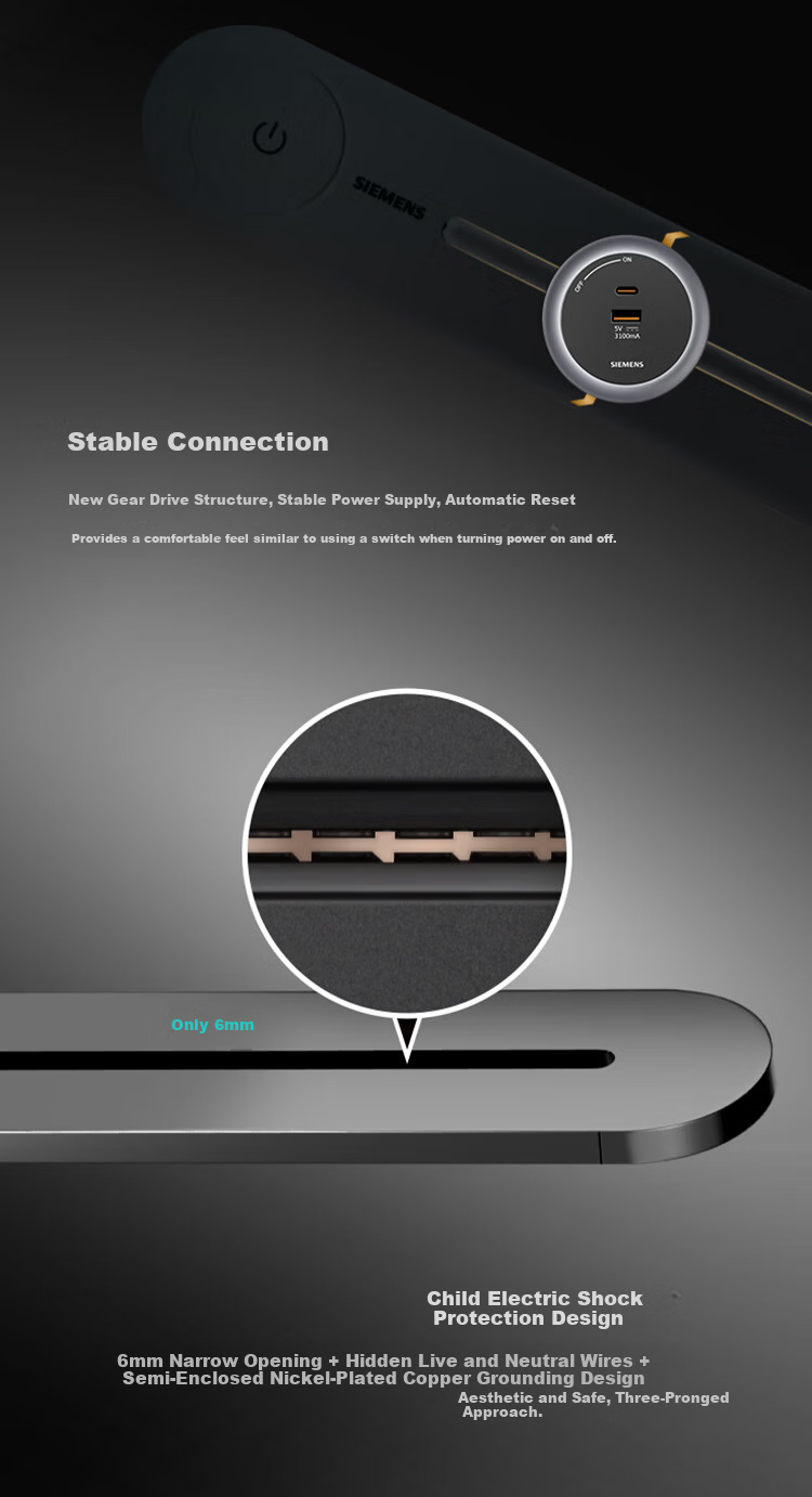 SIEMENS Flagship 8000W Track Socket Surface Mounted with Master Control Track Power Strip Gray 80cm + 4 Five-Hole Modules 18