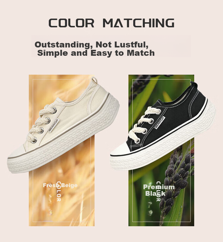 Warrior Official Women's Canvas Shoes 2026 Summer New Breathable Outdoor Casual Shoes Beige Size 35 3
