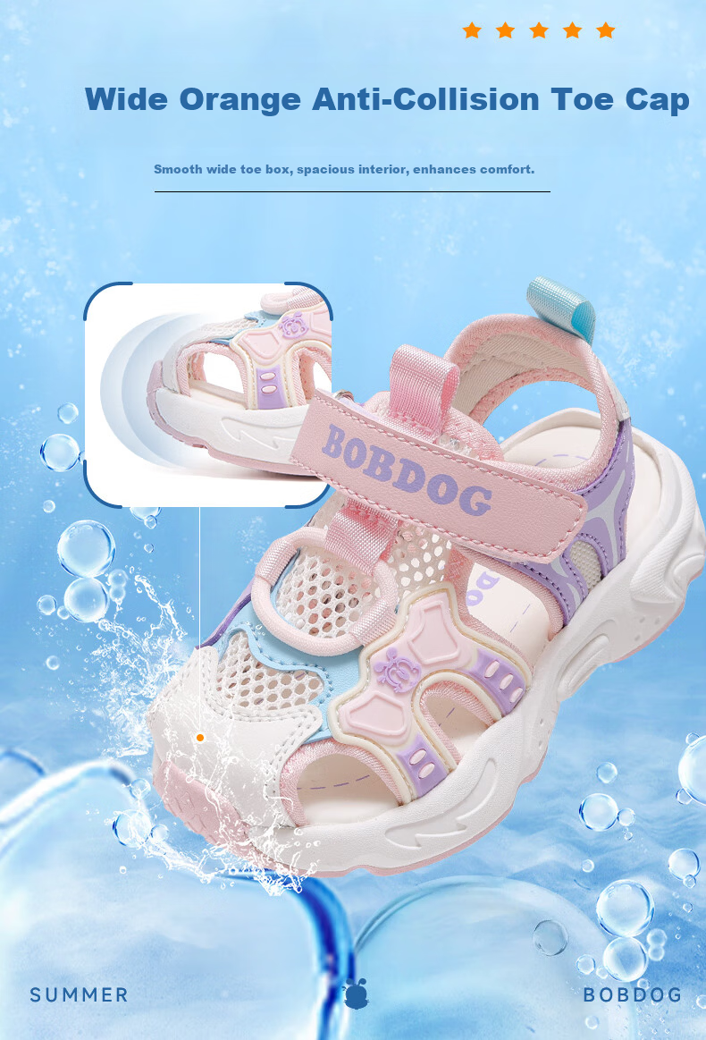BOBDOG Toddler Summer Soft Sole First Walking Shoes Girls Breathable Sports Sandals 105342078 Cherry Blossom Pink/Beige Size 25 4