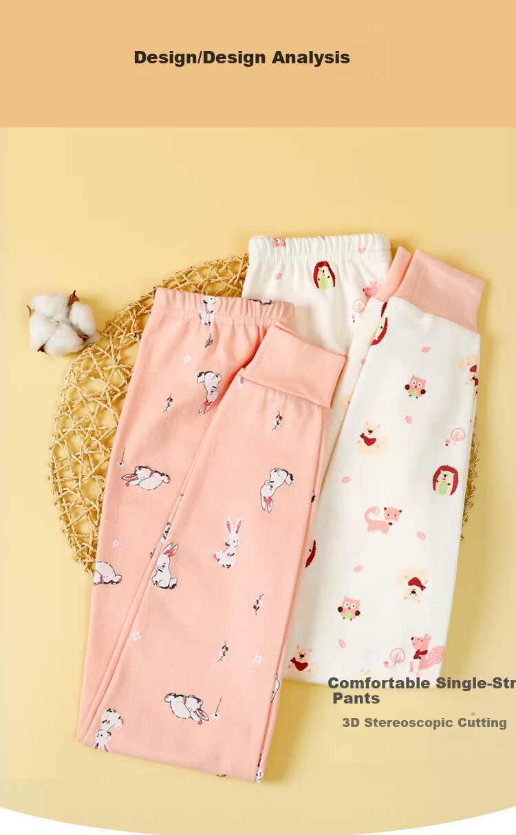 Hodohome Kids Girls Cotton Thermal Antibacterial Warm Pants Mid-Large Children Cotton Fleece Sleepwear 172 130 2