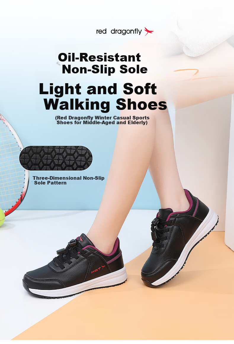 Red Dragonfly Brand Women's Middle-aged and Elderly Soft Sole Comfortable Mom Shoes Outdoor Walking Sports Casual Shoes WXB330331 1