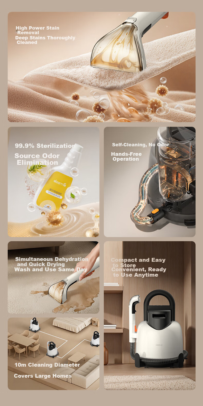 Deerma BY100S Fabric Cleaning Machine Multifunctional Vacuum and Spray Extractor for Home Carpet Curtain Sofa Cleaning 2