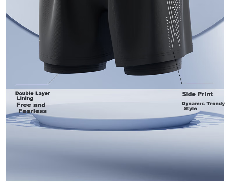 LI-NING Youth Swimming Suit for Junior High School Students 12-18 Years Old Large Size Boys Split Swimsuit 8523 Black Gray XL 26