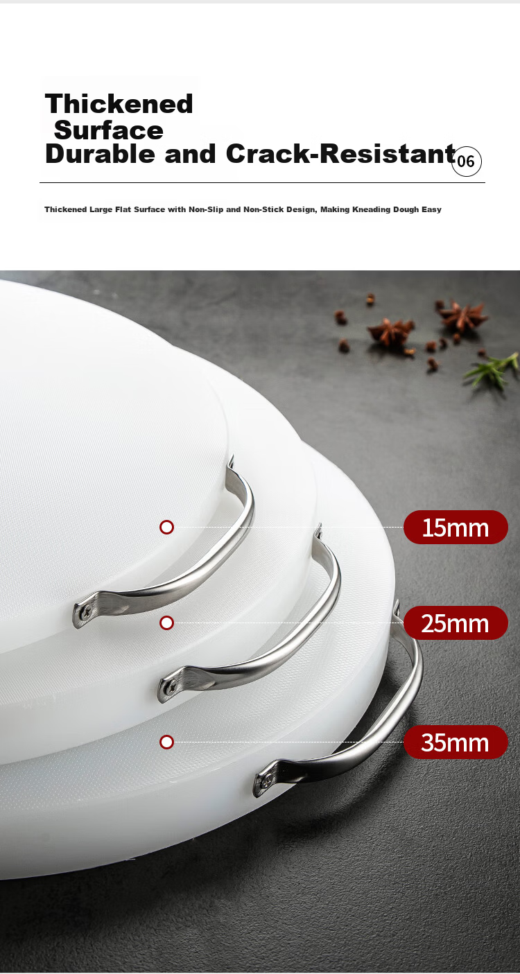 MAXCOOK PE Plastic Cutting Board Round Chopping Board Mold-Resistant Thickened Kitchen Meat and Cooked Food Cutting Board 38x3cm 3