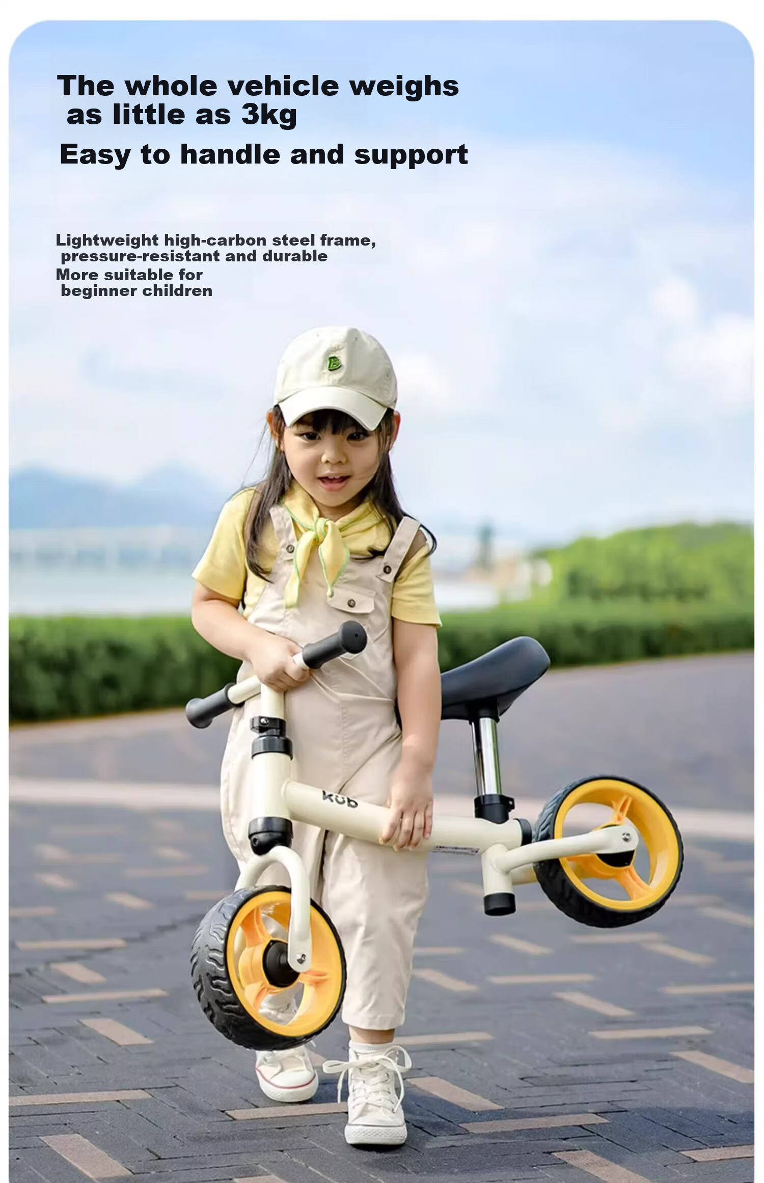 KUB Kids Balance Bike 1-3 Years Old Toddler Walker Ride-On Baby Scooter Cream White 12