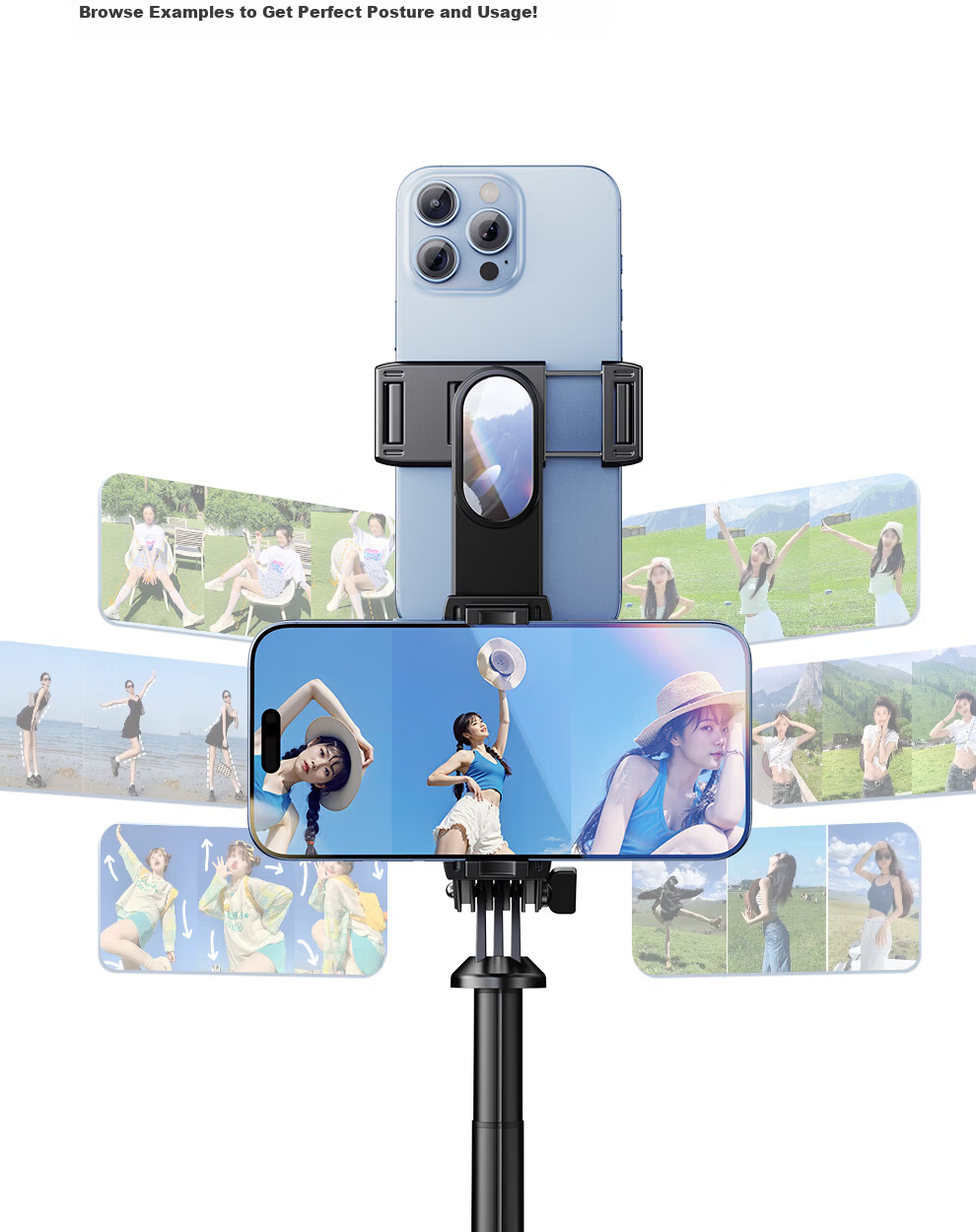 Xiaotian Mobile Phone Teleprompter Stand Live Streaming Tripod Portable Selfie Stick Floor Outdoor Selfie Tool Handheld Universal Vlog Shooting Phone Holder 11