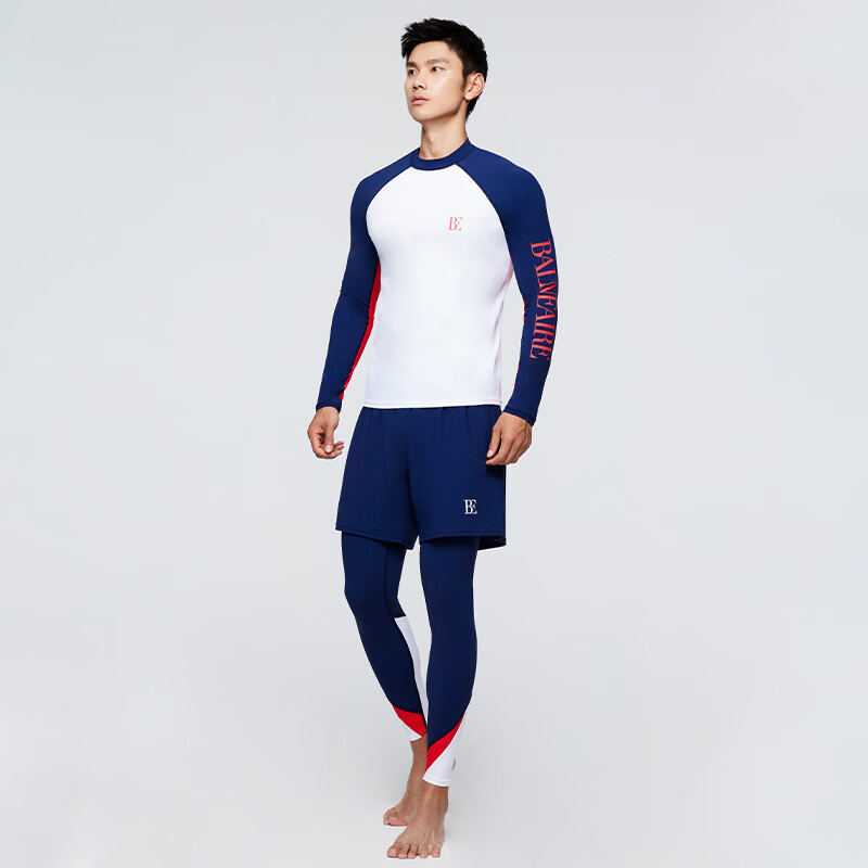 BALNEAIRE [Yue Geyin's Choice] Men's Stylish Long-Sleeve Swimsuit, Sun Protection, Chlorine-Resistant, Water-Repellent, Sports Vacation Swimwear 30522 L