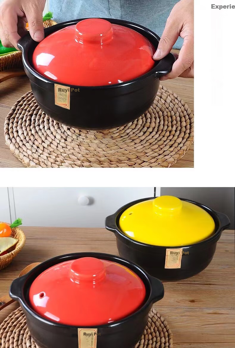 IJARL Ceramic Casserole Pot 1.8L Small Stew Pot for Home Claypot Rice Soup Herbal Medicine Fireproof Health Cooking Pot Ruyi Pot 6
